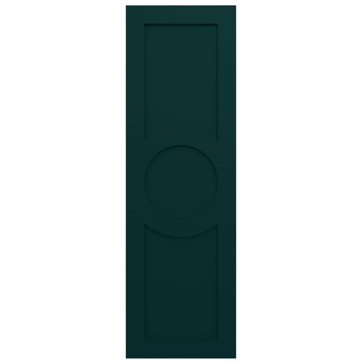 18"W x 39"H True Fit PVC Center Circle Arts & Crafts Fixed Mount Shutters, Thermal Green (Per Pair - Hardware Not Included)