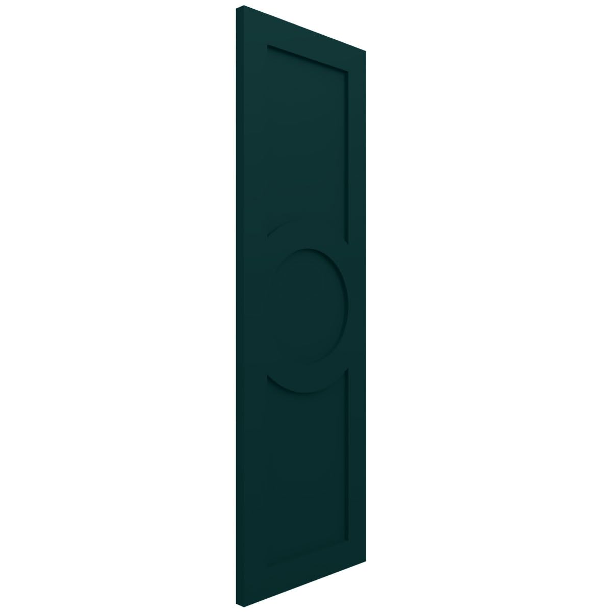 18"W x 39"H True Fit PVC Center Circle Arts & Crafts Fixed Mount Shutters, Thermal Green (Per Pair - Hardware Not Included)