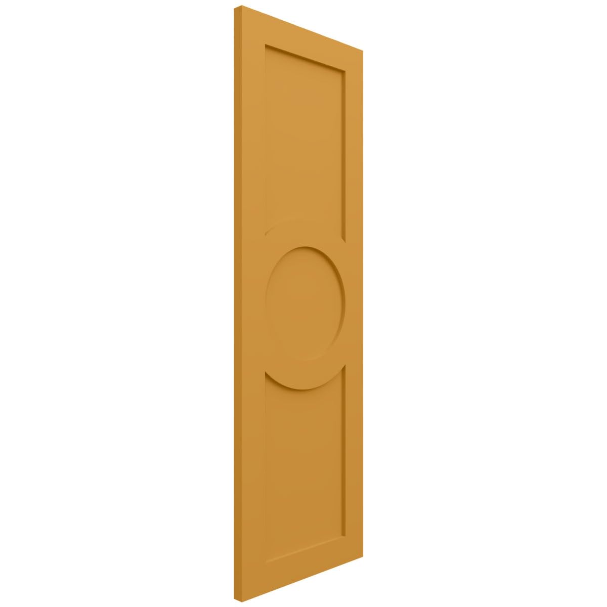 12"W x 60"H True Fit PVC Center Circle Arts & Crafts Fixed Mount Shutters, Turmeric (Per Pair - Hardware Not Included)