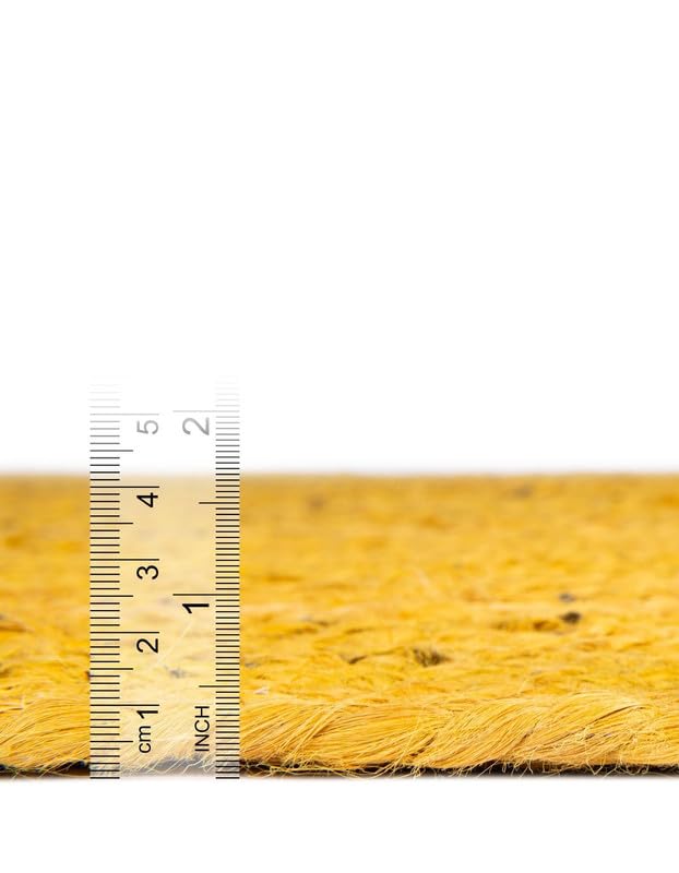 10' Square Jute Square Rug | Yellow Layered Craft Decorative
