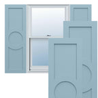 18"W x 39"H True Fit PVC Center Circle Arts & Crafts Fixed Mount Shutters, Thermal Green (Per Pair - Hardware Not Included)