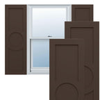 18"W x 39"H True Fit PVC Center Circle Arts & Crafts Fixed Mount Shutters, Thermal Green (Per Pair - Hardware Not Included)