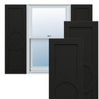 18"W x 39"H True Fit PVC Center Circle Arts & Crafts Fixed Mount Shutters, Thermal Green (Per Pair - Hardware Not Included)