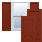 18"W x 39"H True Fit PVC Center Circle Arts & Crafts Fixed Mount Shutters, Thermal Green (Per Pair - Hardware Not Included)