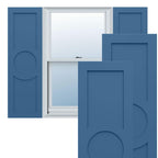 18"W x 39"H True Fit PVC Center Circle Arts & Crafts Fixed Mount Shutters, Thermal Green (Per Pair - Hardware Not Included)