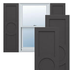 18"W x 39"H True Fit PVC Center Circle Arts & Crafts Fixed Mount Shutters, Thermal Green (Per Pair - Hardware Not Included)