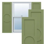 18"W x 39"H True Fit PVC Center Circle Arts & Crafts Fixed Mount Shutters, Thermal Green (Per Pair - Hardware Not Included)
