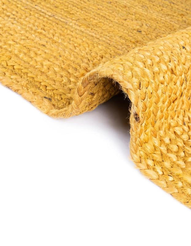 10' Square Jute Square Rug | Yellow Layered Craft Decorative