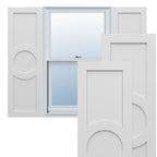 18"W x 39"H True Fit PVC Center Circle Arts & Crafts Fixed Mount Shutters, Thermal Green (Per Pair - Hardware Not Included)