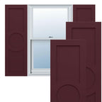 18"W x 39"H True Fit PVC Center Circle Arts & Crafts Fixed Mount Shutters, Thermal Green (Per Pair - Hardware Not Included)