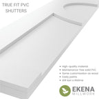 18"W x 39"H True Fit PVC Center Circle Arts & Crafts Fixed Mount Shutters, Thermal Green (Per Pair - Hardware Not Included)