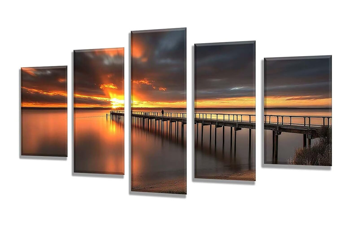 5 Pack Diamond Painting Kits Sunset Lake Large Diamond Painting Kits for Adults, Crystal Rhinestone Gems Arts and Crafts, DIY Full Drill Embroidery Paintings, Home Wall Decor 300x180cm/120x78in q-9713