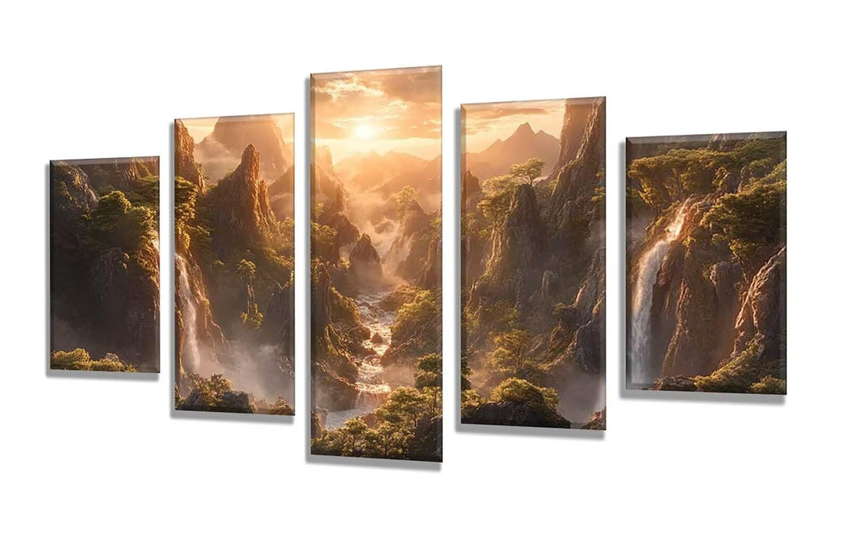 5 Pack Diamond Painting Kits Fall Mountains Large Diamond Painting Kits for Adults, Crystal Gems Arts and Crafts, DIY Full Drill Embroidery Paintings for Home Wall Decor 300x180cm/120x78in q-9416