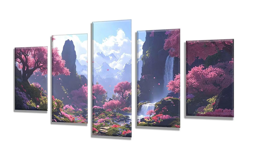 5 Pack Diamond Painting Kits Fall Landscape Large Diamond Painting Kits for Adults, Crystal Gems Arts and Crafts, DIY Full Drill Embroidery Paintings for Home Wall Decor 300x180cm/120x78in q-9152