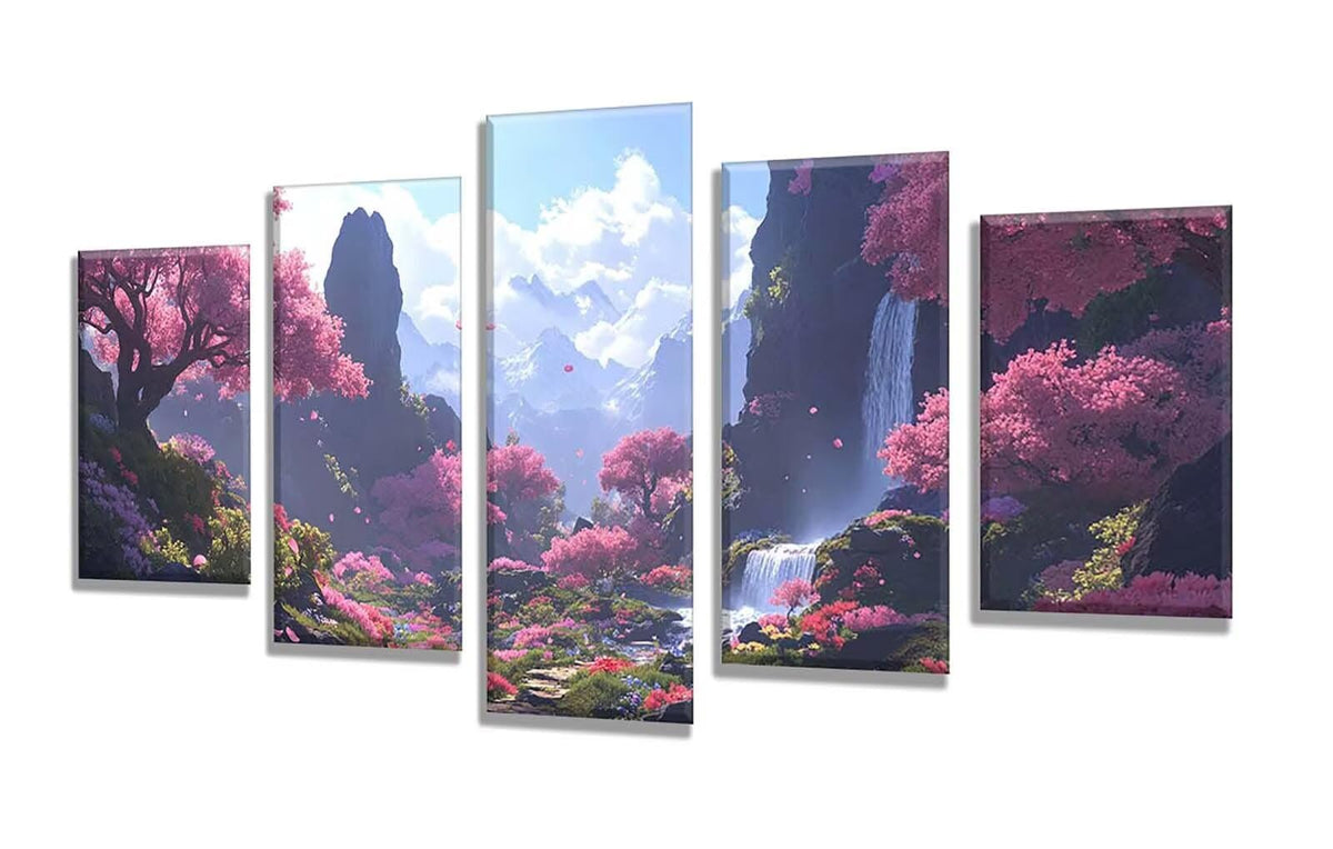 5 Pack Diamond Painting Kits Fall Landscape Large Diamond Painting Kits for Adults, Crystal Gems Arts and Crafts, DIY Full Drill Embroidery Paintings for Home Wall Decor 300x180cm/120x78in q-9152