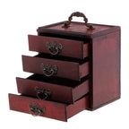 4 Layers Jewelry Storage Case Box Treasure Chest Wooden Art Crafts (A 15x10x16.5cm)