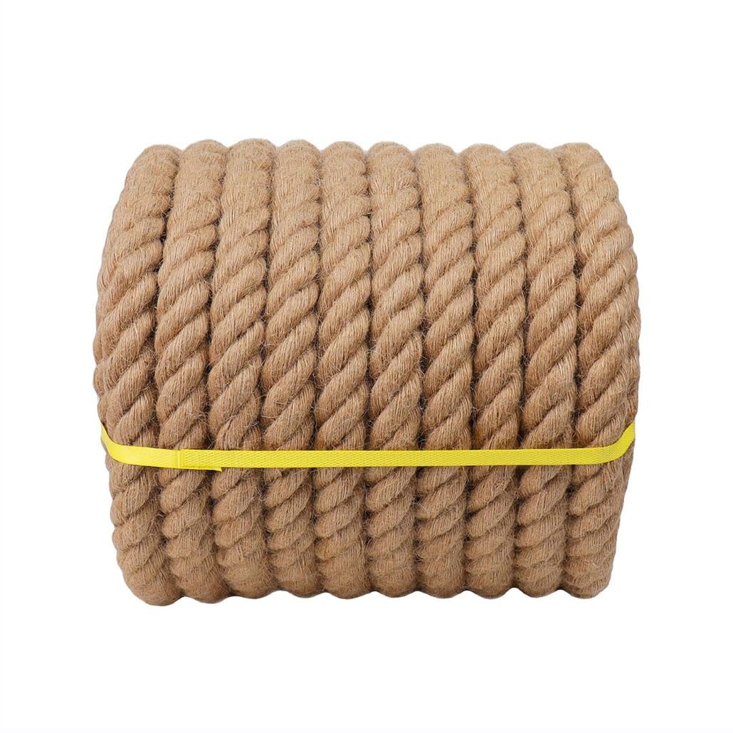 26mm Jute Twine Heavy Duty Jute Rope Natural Hemp Rope for DIY Arts Crafts Gardening Bundling Home Decorating Cat Scratching Post(30mm,50m/164ft)