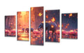 5 Pack Diamond Painting Kits Sunset Elephant Large Diamond Painting Kits for Adults, Crystal Gems Arts and Crafts, DIY Full Drill Embroidery Paintings for Home Wall Decor 300x180cm/120x78in q-10109