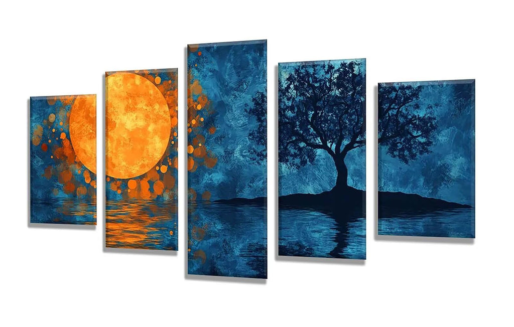 5 Pack Diamond Painting Kits Moon Tree Large Diamond Painting Kits for Adults, Crystal Rhinestone Gems Arts and Crafts, DIY Full Drill Embroidery Paintings, Home Wall Decor 300x180cm/120x78in q-9284