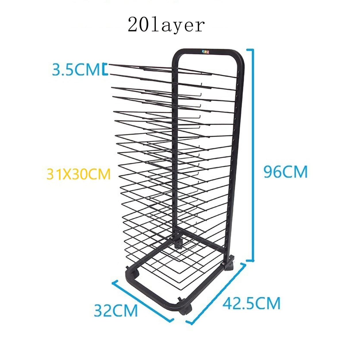 Art Drying Rack - 30-Layer Stackable Metal Wire Rack for Painting & Crafts Mobile Art Display Storage for Classrooms & Studios Flexible Shelf for Artwork,20 Layers
