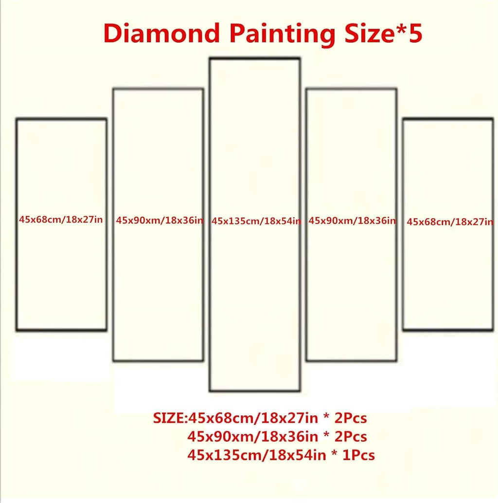 5 Pack Diamond Painting Kits Plant Rose Large Diamond Painting Kits for Adults, Crystal Rhinestone Gems Arts and Crafts, DIY Full Drill Embroidery Paintings, Home Wall Decor 300x180cm/120x78in q-10912