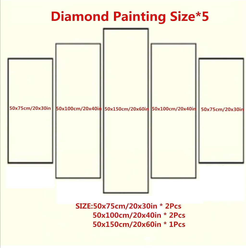 5 Pack Diamond Painting Kits Plant Rose Large Diamond Painting Kits for Adults, Crystal Rhinestone Gems Arts and Crafts, DIY Full Drill Embroidery Paintings, Home Wall Decor 300x180cm/120x78in q-10912