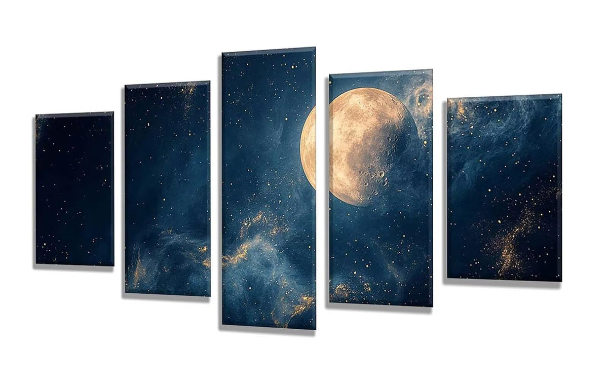 5 Pack Diamond Painting Kits Moon Cloud Large Diamond Painting Kits for Adults, Crystal Rhinestone Gems Arts and Crafts, DIY Full Drill Embroidery Paintings, Home Wall Decor 300x180cm/120x78in q-10780