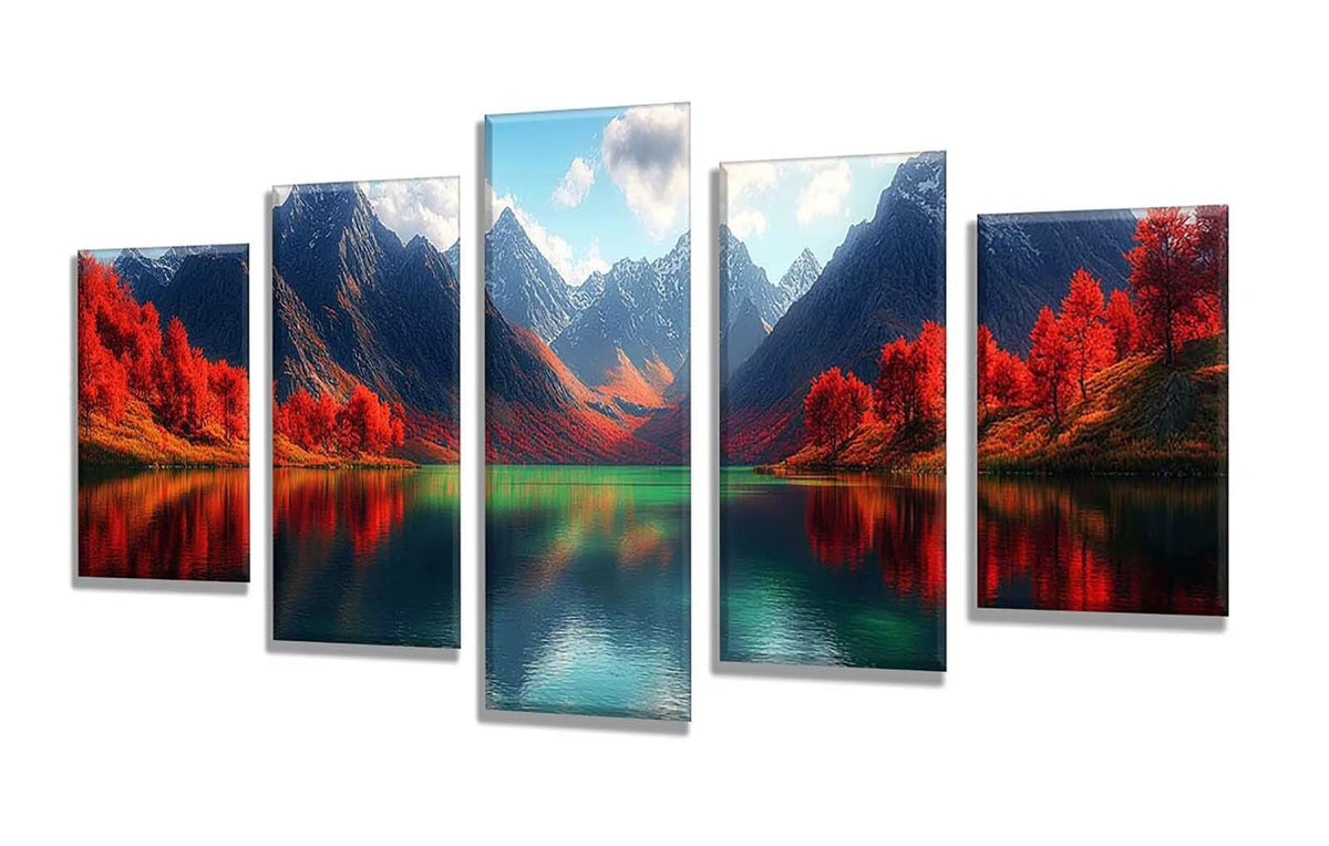 5 Pack Diamond Painting Kits Lake Mountains Large Diamond Painting Kits for Adults, Crystal Gems Arts and Crafts, DIY Full Drill Embroidery Paintings for Home Wall Decor 300x180cm/120x78in q-7568