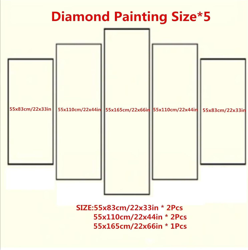 5 Pack Diamond Painting Kits Plant Rose Large Diamond Painting Kits for Adults, Crystal Rhinestone Gems Arts and Crafts, DIY Full Drill Embroidery Paintings, Home Wall Decor 300x180cm/120x78in q-10912