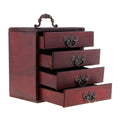 4 Layers Jewelry Storage Case Box Treasure Chest Wooden Art Crafts (A 15x10x16.5cm)