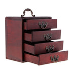 4 Layers Jewelry Storage Case Box Treasure Chest Wooden Art Crafts (A 15x10x16.5cm)