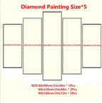 5 Pack Diamond Painting Kits Lake Landscape Large Diamond Painting Kits for Adults, Crystal Gems Arts and Crafts, DIY Full Drill Embroidery Paintings for Home Wall Decor 300x180cm/120x78in q-10560