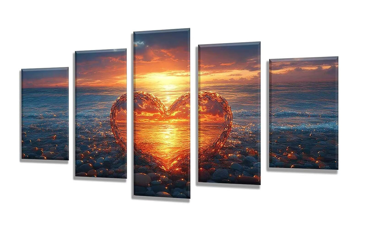 5 Pack Diamond Painting Kits Love Sunset Large Diamond Painting Kits for Adults, Crystal Rhinestone Gems Arts and Crafts, DIY Full Drill Embroidery Paintings, Home Wall Decor 300x180cm/120x78in q-9658