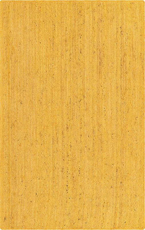 10' Square Jute Square Rug | Yellow Layered Craft Decorative