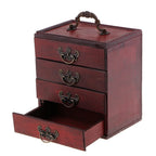 4 Layers Jewelry Storage Case Box Treasure Chest Wooden Art Crafts (A 15x10x16.5cm)