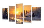 5 Pack Diamond Painting Kits Sunset Cabin Large Diamond Painting Kits for Adults, Crystal Gems Arts and Crafts, DIY Full Drill Embroidery Paintings for Home Wall Decor 300x180cm/120x78in q-10395