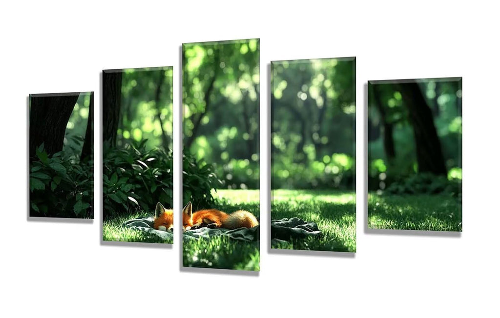 5 Pack Diamond Painting Kits Forest Fox Large Diamond Painting Kits for Adults, Crystal Rhinestone Gems Arts and Crafts, DIY Full Drill Embroidery Paintings, Home Wall Decor 300x180cm/120x78in q-10010