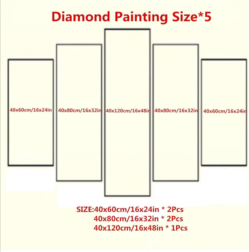5 Pack Diamond Painting Kits Plant Rose Large Diamond Painting Kits for Adults, Crystal Rhinestone Gems Arts and Crafts, DIY Full Drill Embroidery Paintings, Home Wall Decor 300x180cm/120x78in q-10912