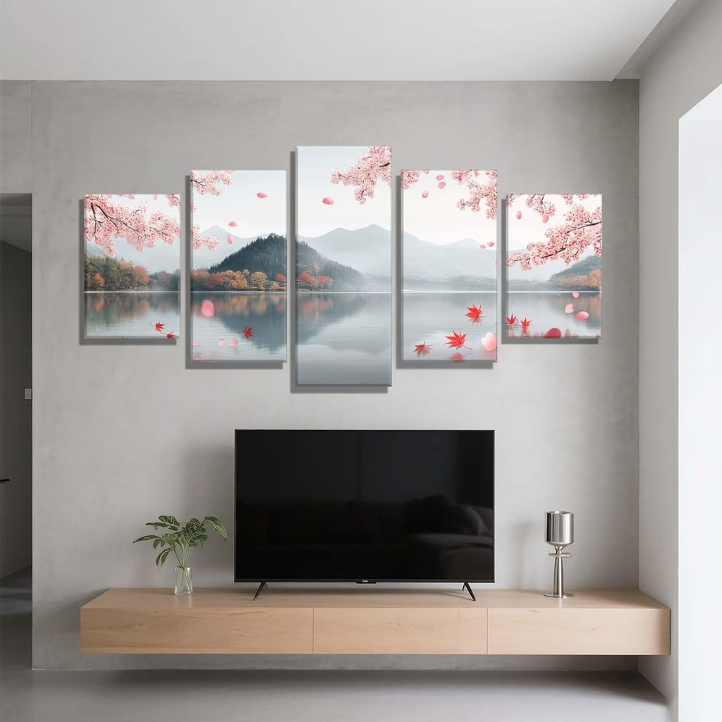 5 Pack Diamond Painting Kits Lake Landscape Large Diamond Painting Kits for Adults, Crystal Gems Arts and Crafts, DIY Full Drill Embroidery Paintings for Home Wall Decor 300x180cm/120x78in q-10560