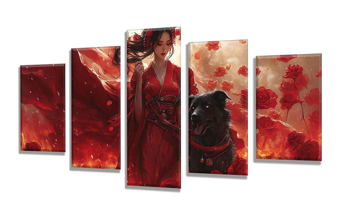 5 Pack Diamond Painting Kits Dog Girl Large Diamond Painting Kits for Adults, Crystal Rhinestone Gems Arts and Crafts, DIY Full Drill Embroidery Paintings, Home Wall Decor 300x180cm/120x78in q-9779