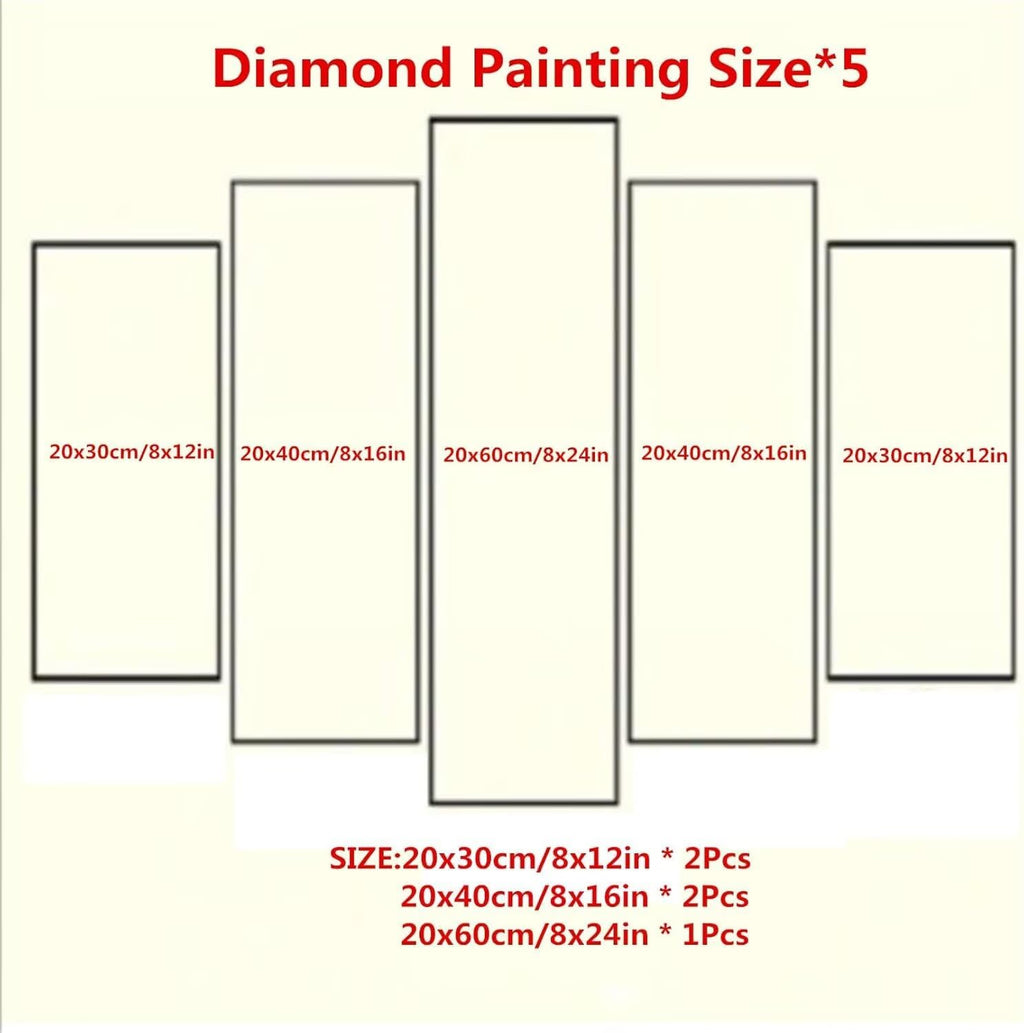 5 Pack Diamond Painting Kits Plant Rose Large Diamond Painting Kits for Adults, Crystal Rhinestone Gems Arts and Crafts, DIY Full Drill Embroidery Paintings, Home Wall Decor 300x180cm/120x78in q-10912