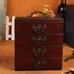4 Layers Jewelry Storage Case Box Treasure Chest Wooden Art Crafts (A 15x10x16.5cm)