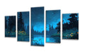 5 Pack Diamond Painting Kits Night View Lake Large Diamond Painting Kits for Adults, Crystal Gems Arts and Crafts, DIY Full Drill Embroidery Paintings for Home Wall Decor 300x180cm/120x78in q-10604