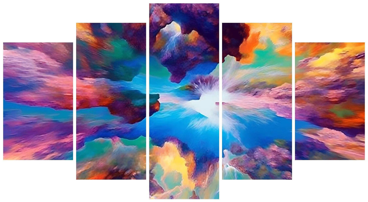 5 Panel Diamond Painting Kits 5D DIY Colourful Clouds Diamond Art Kits for Adults, Full Drill Round Diamond Dots Crystal Rhinestone Gems Arts and Crafts for Home Wall Decor Gifts 120x78in E-536
