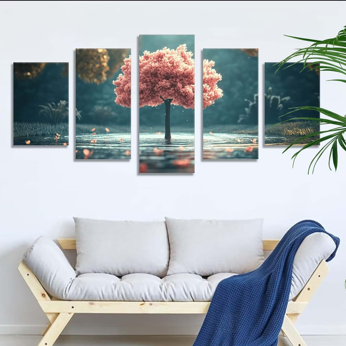 5 Pack Diamond Painting Kits Lake Tree Large Diamond Painting Kits for Adults, Crystal Rhinestone Gems Arts and Crafts, DIY Full Drill Embroidery Paintings, Home Wall Decor 300x180cm/120x78in q-10263