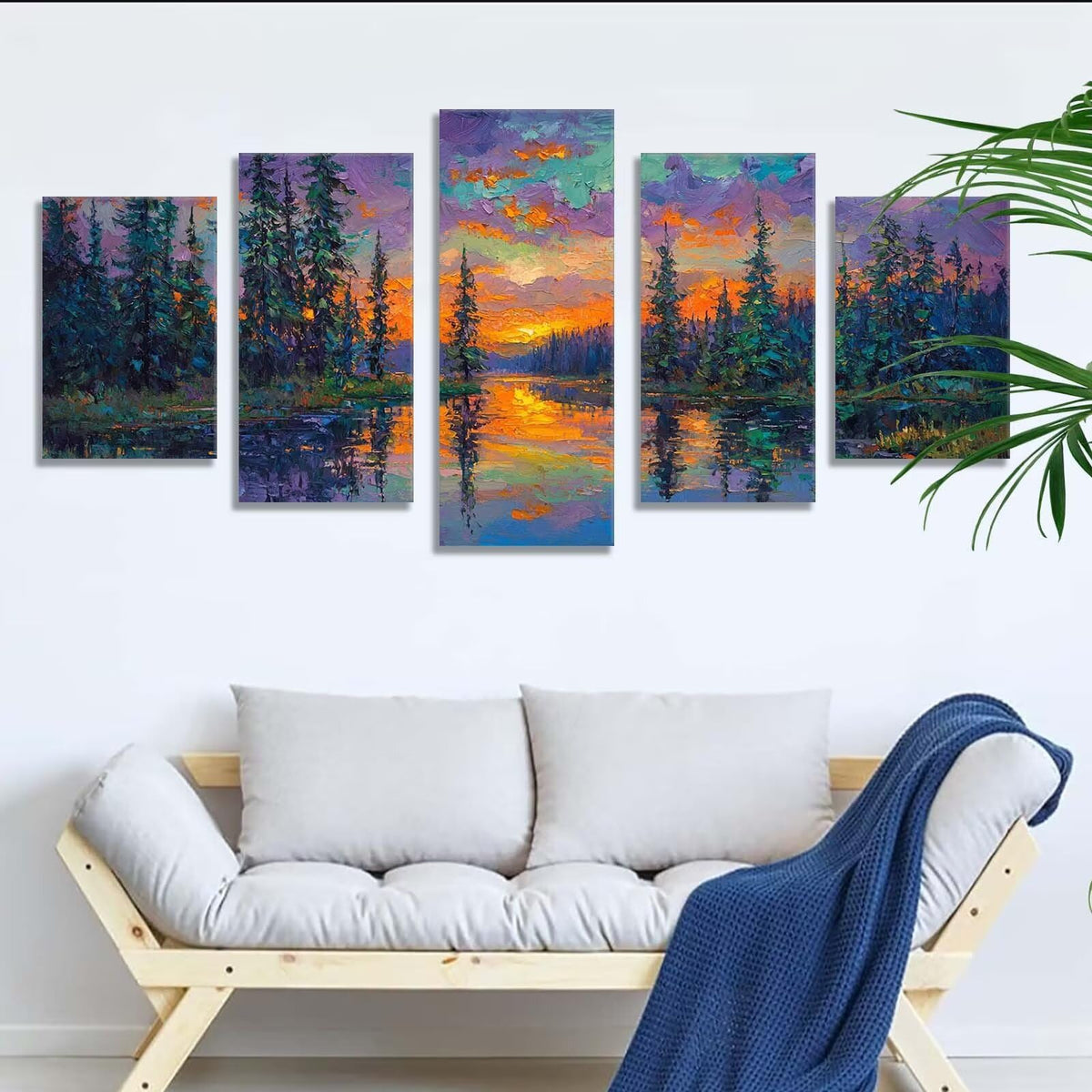 5 Pack Diamond Painting Kits Forest Landscape Large Diamond Painting Kits for Adults, Crystal Gems Arts and Crafts, DIY Full Drill Embroidery Paintings for Home Wall Decor 300x180cm/120x78in q-8162