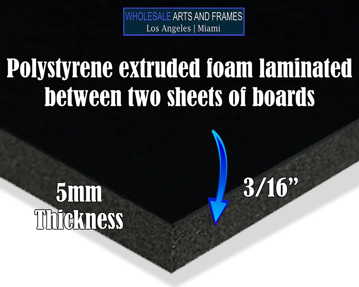 3/16" Black Foam Core Boards 24x48-50 Pack. Many Sizes Available. Acid Free Craft Poster Board for Signs, Buffered Presentations, School, Office and Art Projects