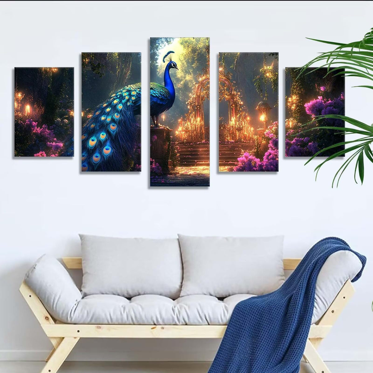 5 Pack Diamond Painting Kits Forest Peacock Large Diamond Painting Kits for Adults, Crystal Gems Arts and Crafts, DIY Full Drill Embroidery Paintings for Home Wall Decor 300x180cm/120x78in q-9944