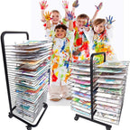 Art Drying Rack - 30-Layer Stackable Metal Wire Rack for Painting & Crafts Mobile Art Display Storage for Classrooms & Studios Flexible Shelf for Artwork,20 Layers