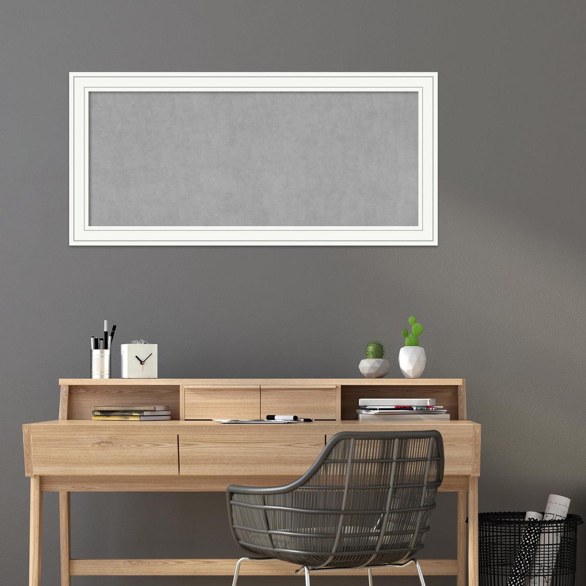 Amanti Art White Framed Magnetic Board, 53x25, Casual Office Decor